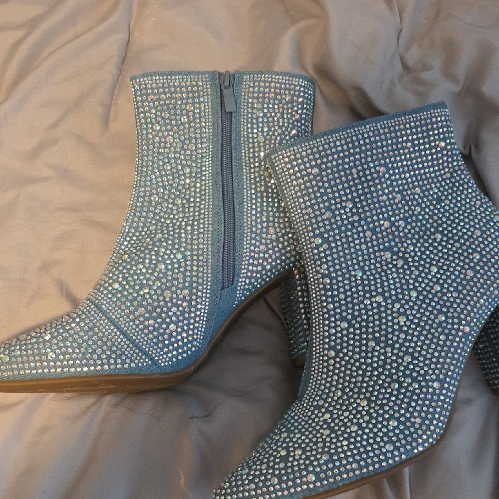 Forever 21 Sparkling Blue Ankle Booties
